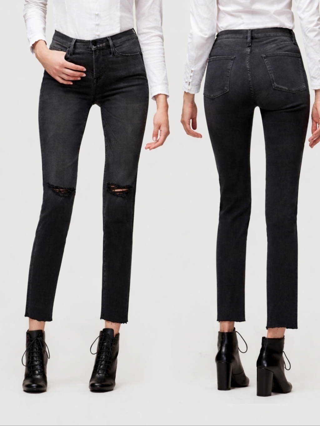 Frame Le Nouveau Straight Jean In Locust Size 26 Raw Hem Distressed